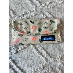 Kavu Big Spender Ink Leaf Pattern Wallet Canvas Exterior Nylon Lining